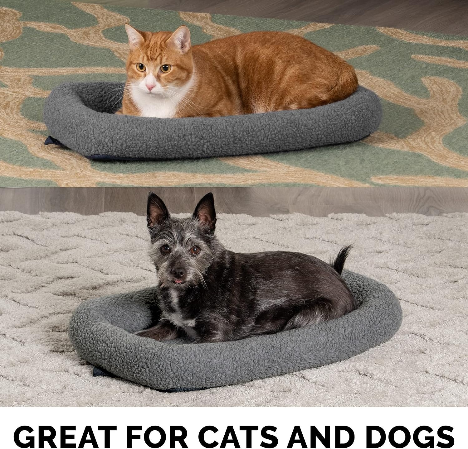 image:imageFurHaven Dog Bed for Extra Small Dogs amp Cats Bolster Crate Pad with Soft Supportive Base for Carriers amp Kennels Machine Washable Extra Small Sherpa Fleece CreamGray