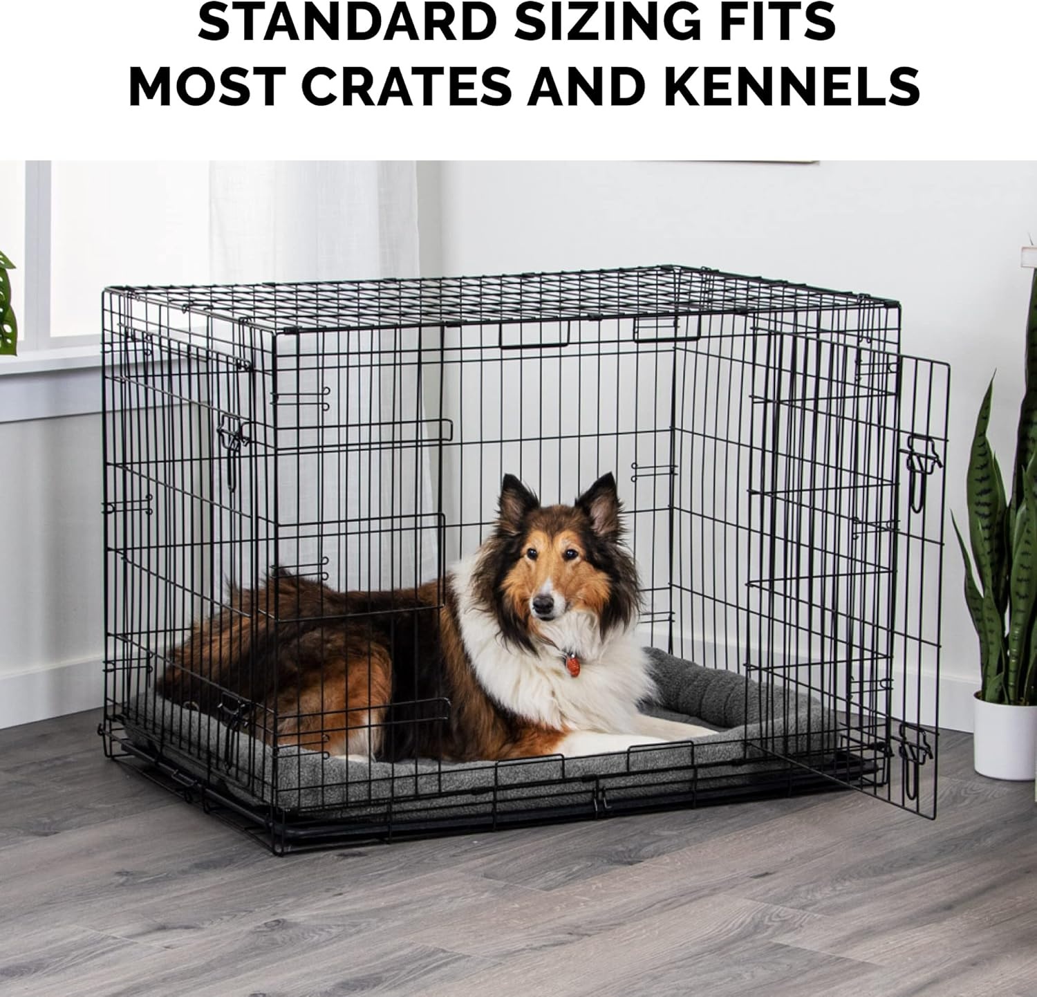 image:imageFurHaven Dog Bed for Extra Small Dogs amp Cats Bolster Crate Pad with Soft Supportive Base for Carriers amp Kennels Machine Washable Extra Small Sherpa Fleece CreamGray