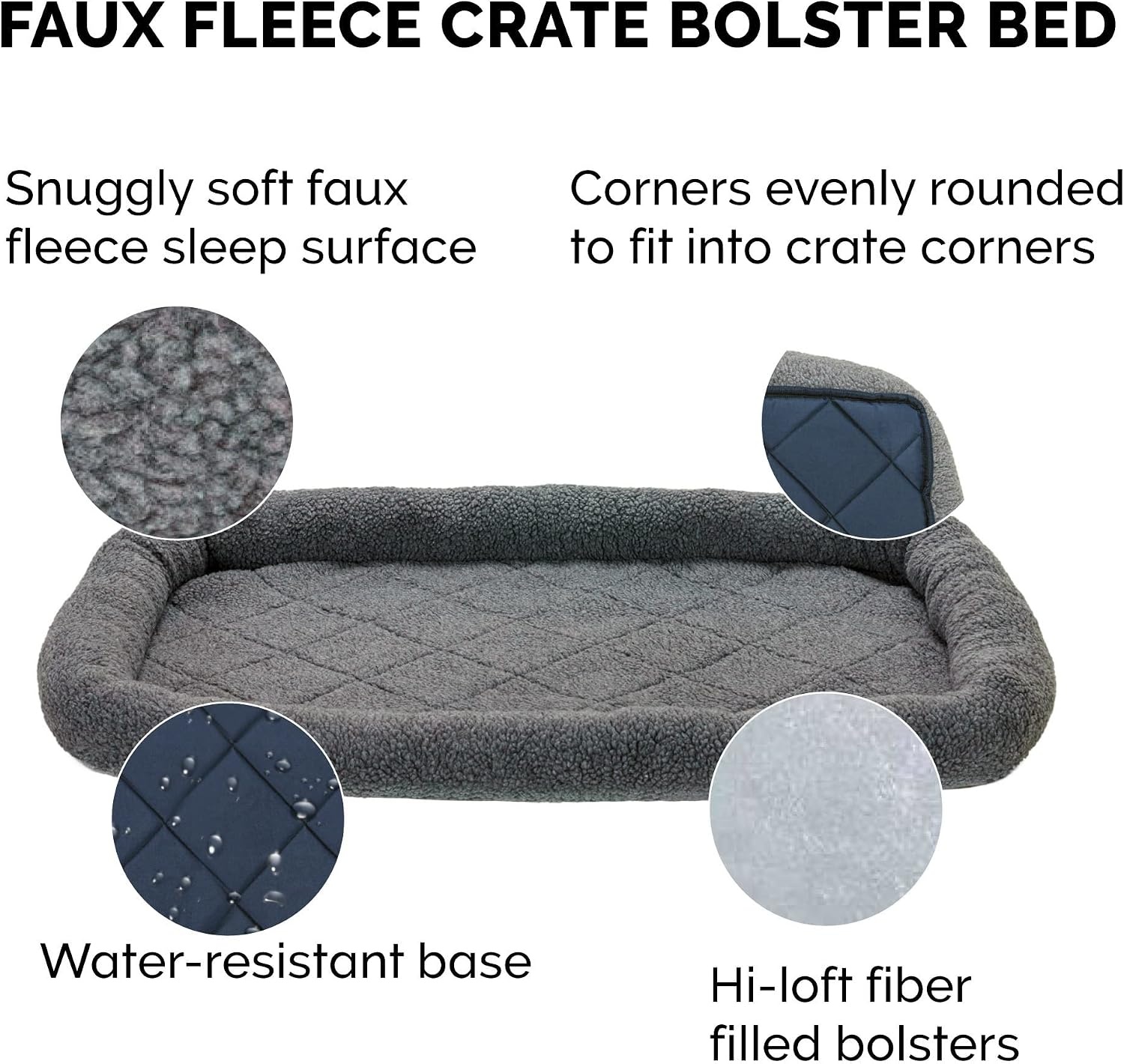 image:imageFurHaven Dog Bed for Extra Small Dogs amp Cats Bolster Crate Pad with Soft Supportive Base for Carriers amp Kennels Machine Washable Extra Small Sherpa Fleece CreamGray