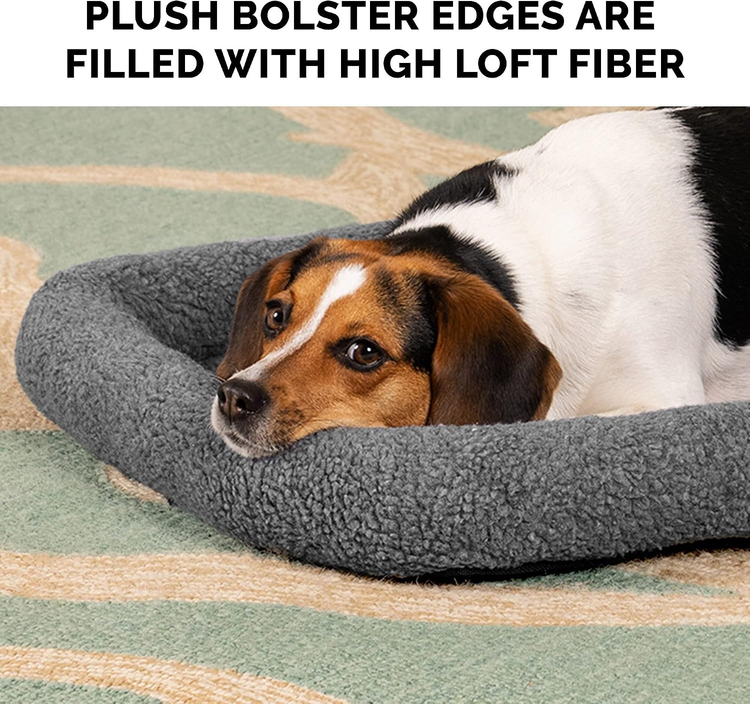 image:imageFurHaven Dog Bed for Extra Small Dogs amp Cats Bolster Crate Pad with Soft Supportive Base for Carriers amp Kennels Machine Washable Extra Small Sherpa Fleece CreamGray