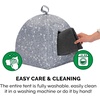Furhaven Cat Bed Cave for Indoor Cats & Small Dogs, Washable & Foldable w/ Removable Cushion – Polycanvas Print Pet Tent – Gray Terazzo, Small