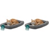FurHaven Dog Bed for Extra Small Dogs & Cats, Bolster Crate Pad with Soft Supportive Base for Carriers & Kennels, Machine Washable, Extra Small, Sherpa Fleece, Gray(Small (Pack of 2))