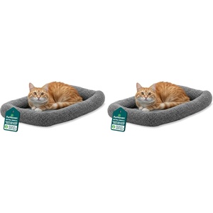 FurHaven Dog Bed for Extra Small Dogs & Cats, Bolster Crate Pad with Soft Supportive Base for Carriers & Kennels, Machine Washable, Extra Small, Sherpa Fleece, Gray(Small (Pack of 2))