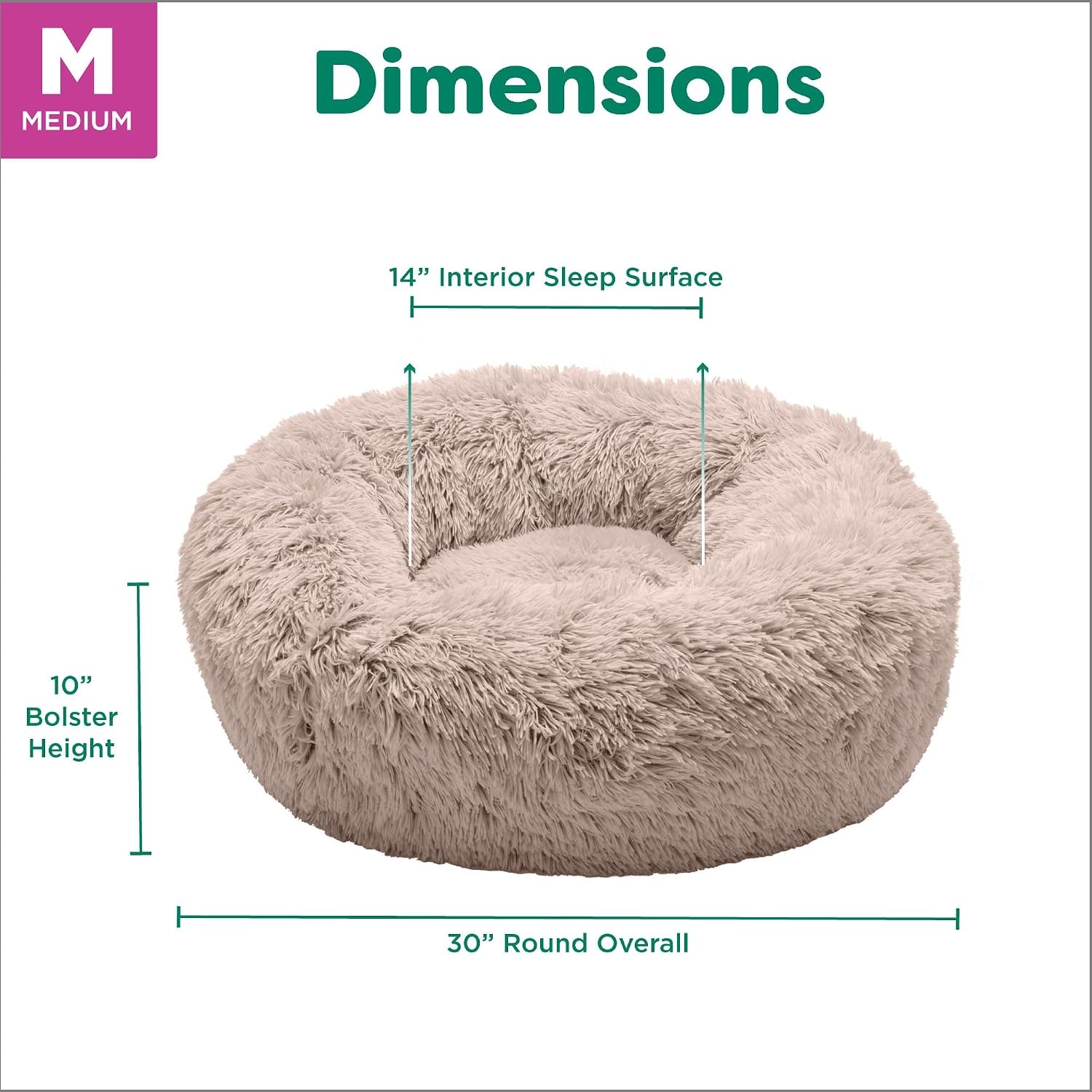 image:imageFurHaven 23 Calming Donut Dog Bed for Small Dogs amp Cats Round Plush Donut Design with Soft Filling for Snuggling Comfort Removable Washable Cover Small Shaggy Faux Fur Mist GrayTaupe