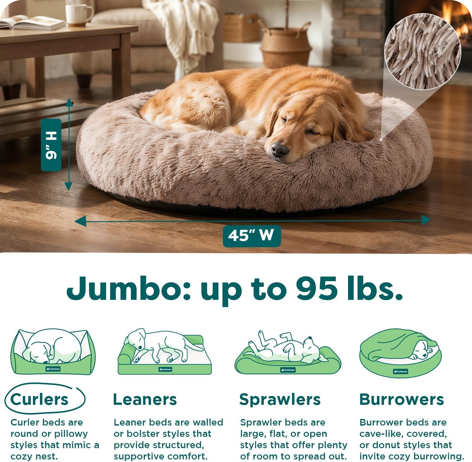 image:imageFurHaven 23 Calming Donut Dog Bed for Small Dogs amp Cats Round Plush Donut Design with Soft Filling for Snuggling Comfort Removable Washable Cover Small Shaggy Faux Fur Mist GrayTaupe