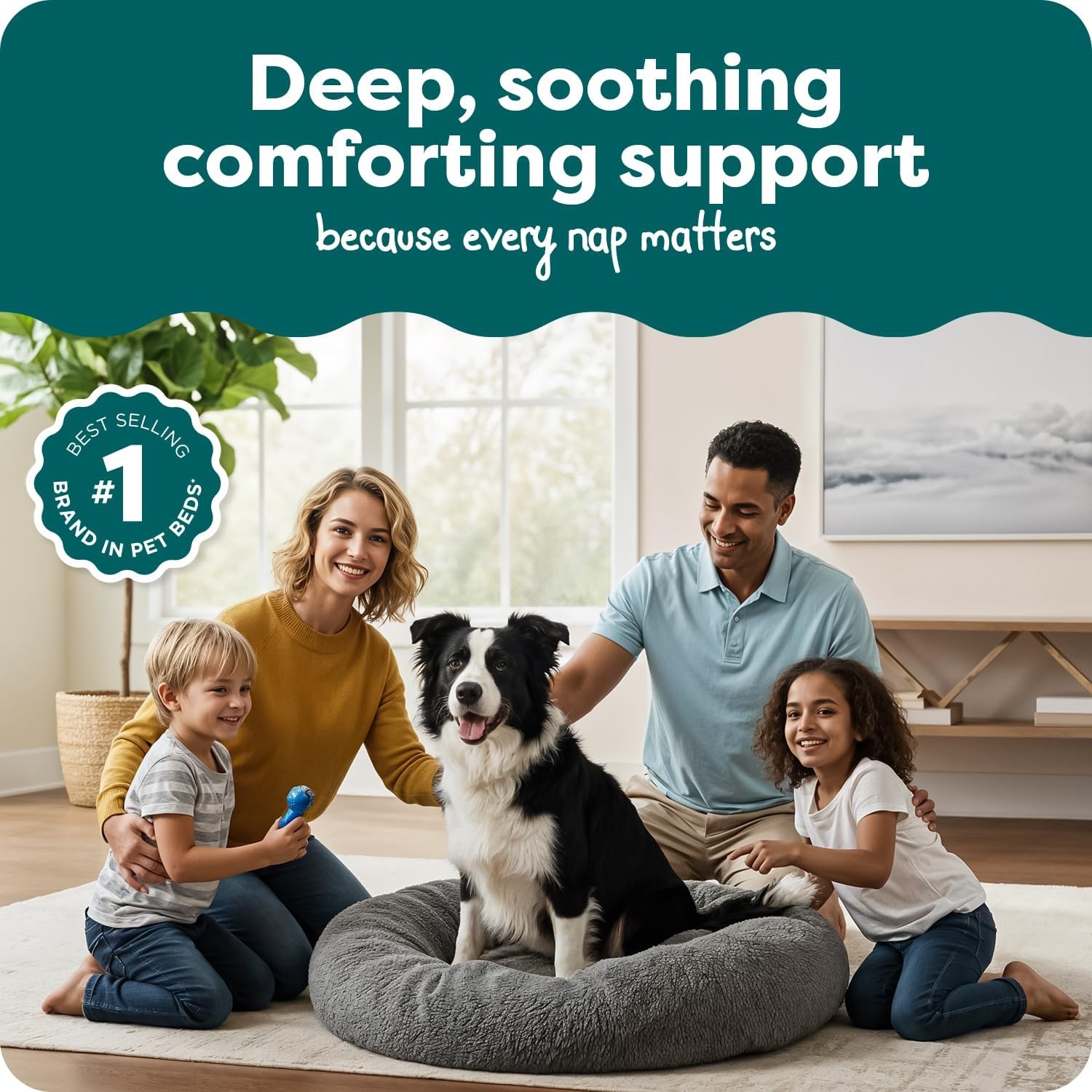 image:imageFurHaven 23 Calming Donut Dog Bed for Small Dogs amp Cats Round Plush Donut Design with Soft Filling for Snuggling Comfort Removable Washable Cover Small Shaggy Faux Fur Mist GrayGray