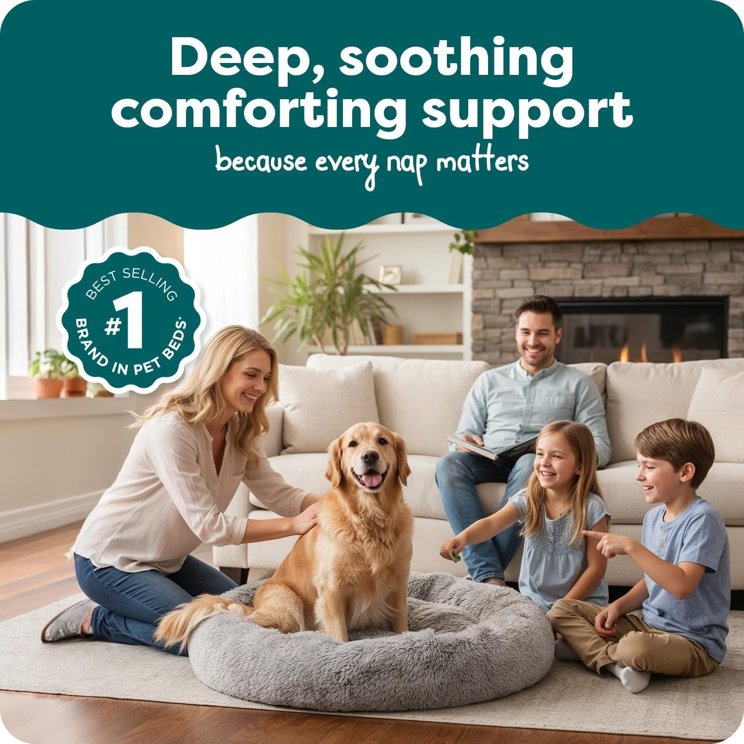 image:imageFurHaven 23 Calming Donut Dog Bed for Small Dogs amp Cats Round Plush Donut Design with Soft Filling for Snuggling Comfort Removable Washable Cover Small Shaggy Faux Fur Mist GrayMist Gray