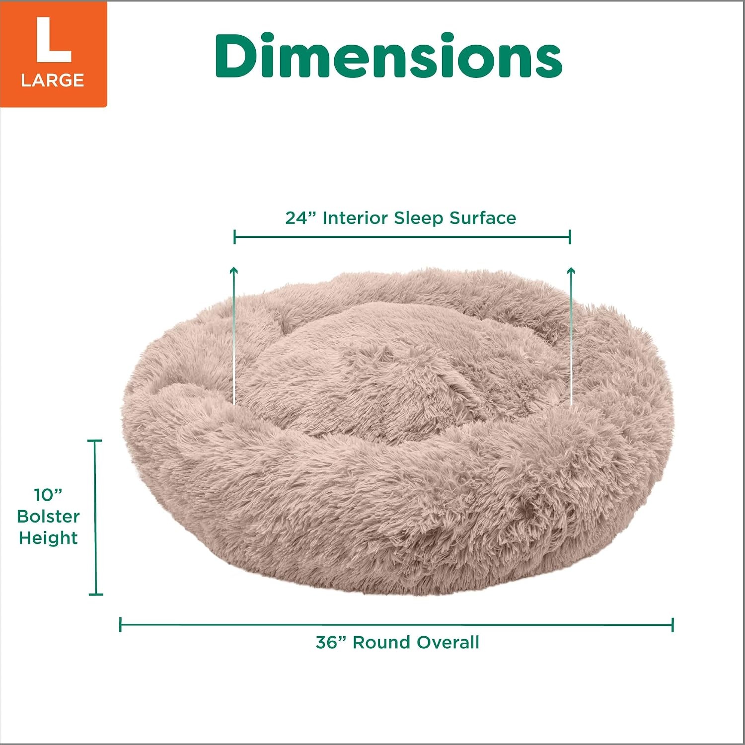 image:imageFurHaven 23 Calming Donut Dog Bed for Small Dogs amp Cats Round Plush Donut Design with Soft Filling for Snuggling Comfort Removable Washable Cover Small Shaggy Faux Fur Mist GrayTaupe