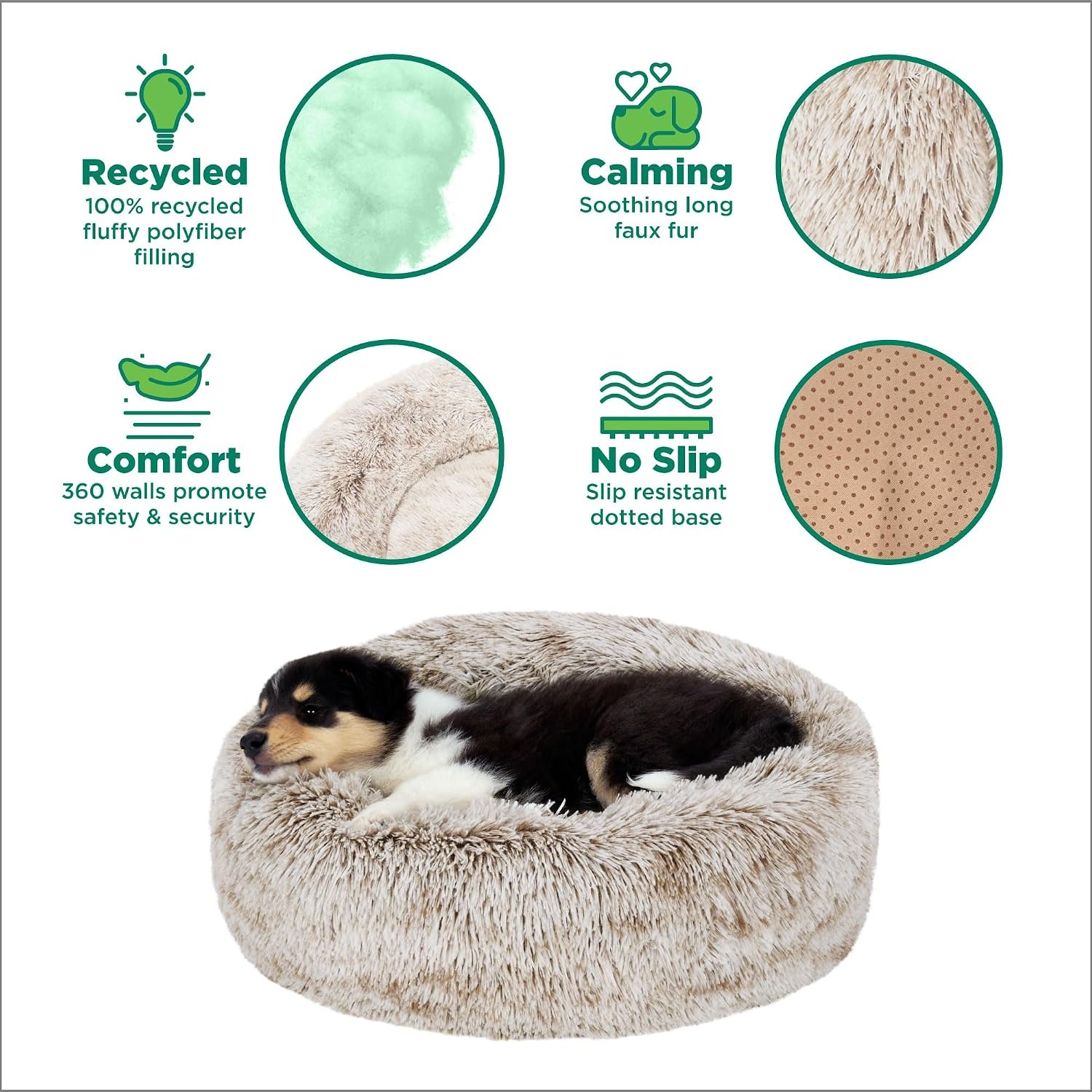 image:imageFurHaven 23 Calming Donut Dog Bed for Small Dogs amp Cats Round Plush Donut Design with Soft Filling for Snuggling Comfort Removable Washable Cover Small Shaggy Faux Fur Mist GrayDriftwood