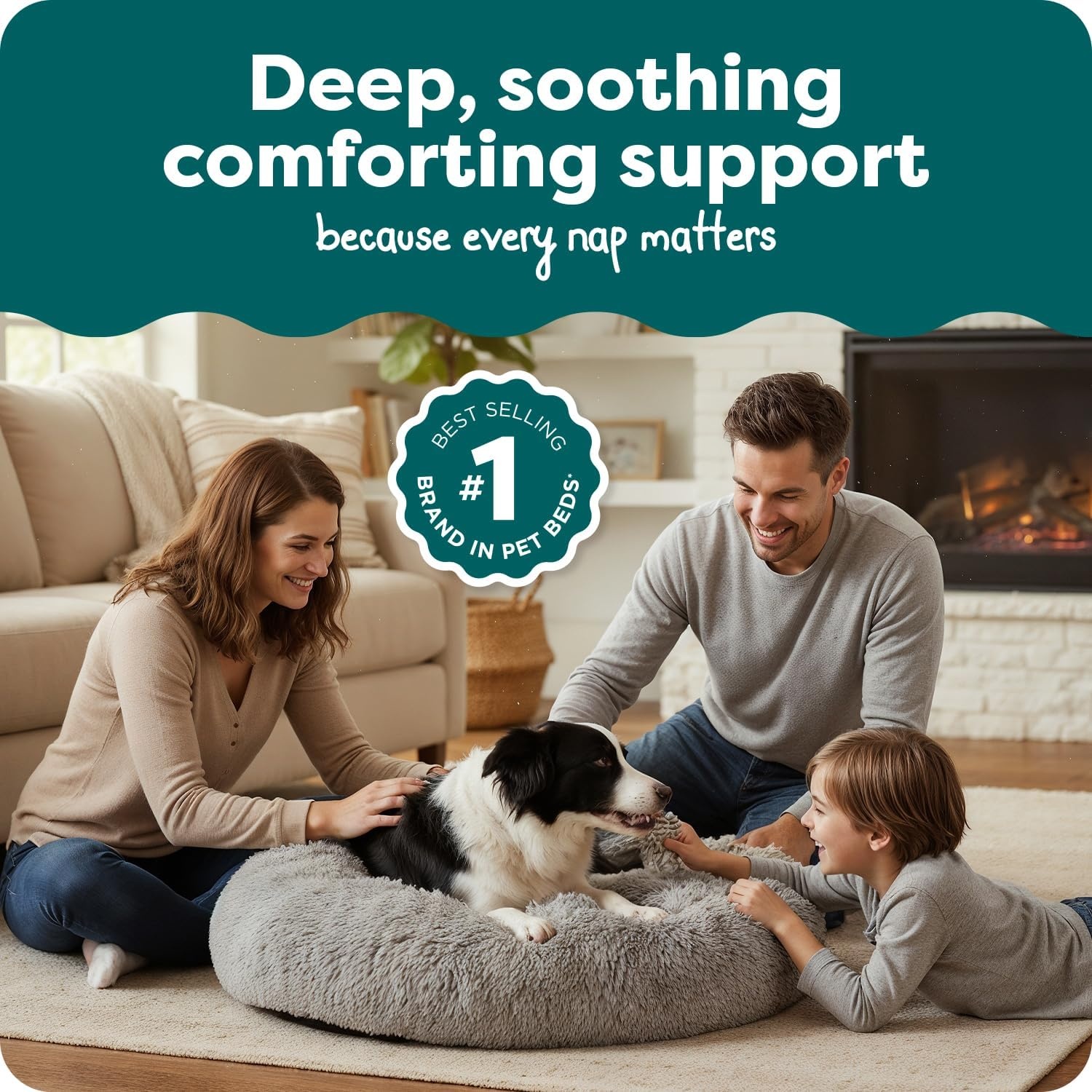 image:imageFurHaven 23 Calming Donut Dog Bed for Small Dogs amp Cats Round Plush Donut Design with Soft Filling for Snuggling Comfort Removable Washable Cover Small Shaggy Faux Fur Mist GrayMist Gray