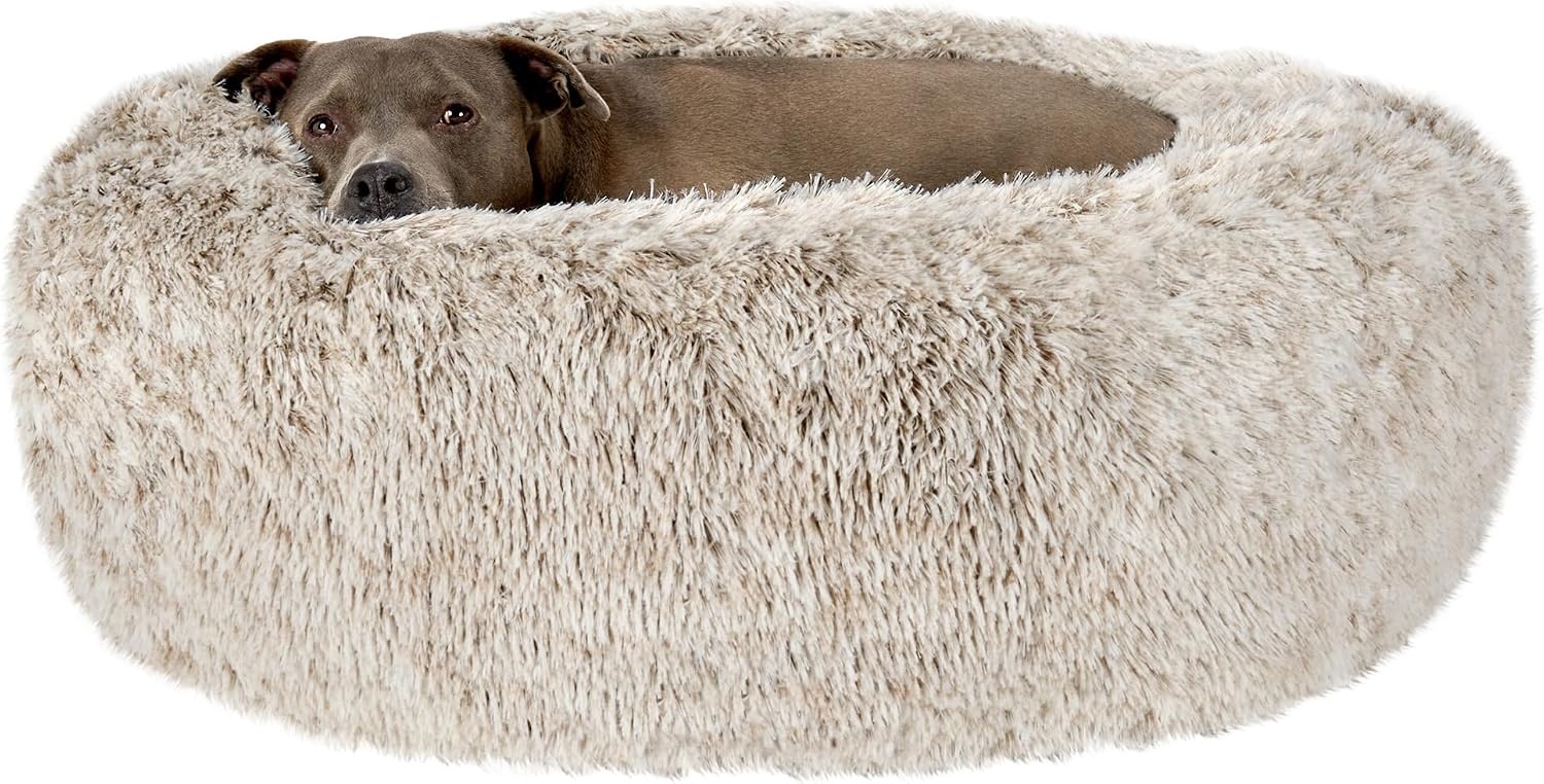 image:imageFurHaven 23 Calming Donut Dog Bed for Small Dogs amp Cats Round Plush Donut Design with Soft Filling for Snuggling Comfort Removable Washable Cover Small Shaggy Faux Fur Mist GrayDriftwood