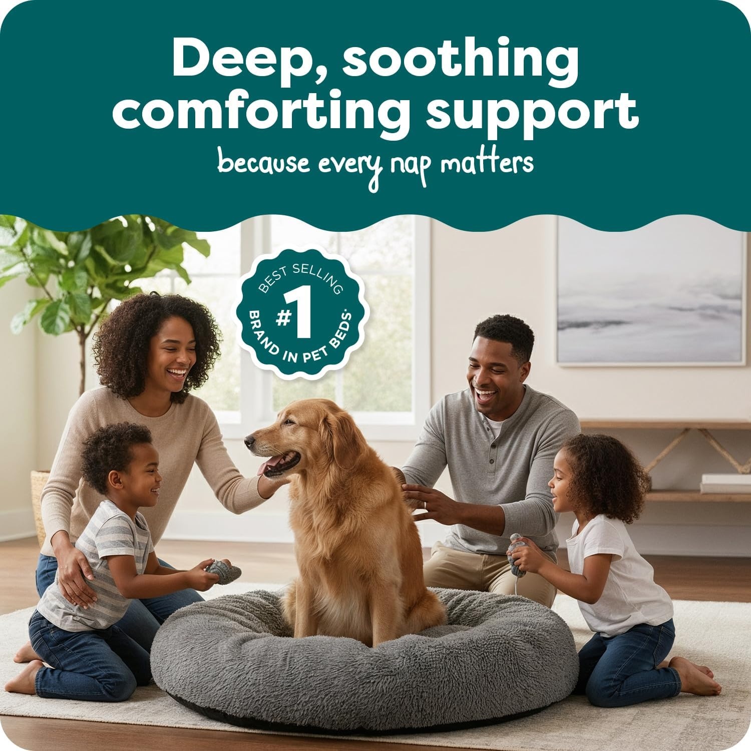 image:imageFurHaven 23 Calming Donut Dog Bed for Small Dogs amp Cats Round Plush Donut Design with Soft Filling for Snuggling Comfort Removable Washable Cover Small Shaggy Faux Fur Mist GrayGray