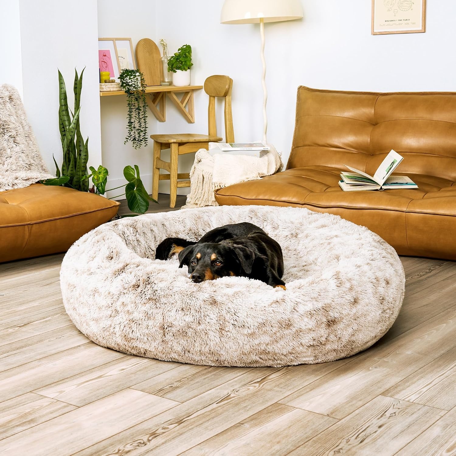 image:imageFurHaven 23 Calming Donut Dog Bed for Small Dogs amp Cats Round Plush Donut Design with Soft Filling for Snuggling Comfort Removable Washable Cover Small Shaggy Faux Fur Mist GrayDriftwood