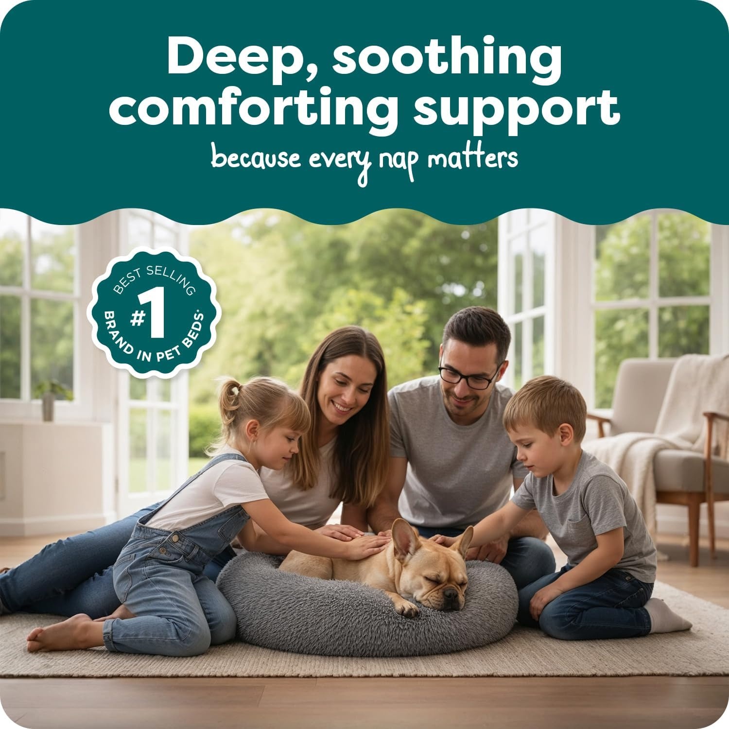 image:imageFurHaven 23 Calming Donut Dog Bed for Small Dogs amp Cats Round Plush Donut Design with Soft Filling for Snuggling Comfort Removable Washable Cover Small Shaggy Faux Fur Mist GrayGray