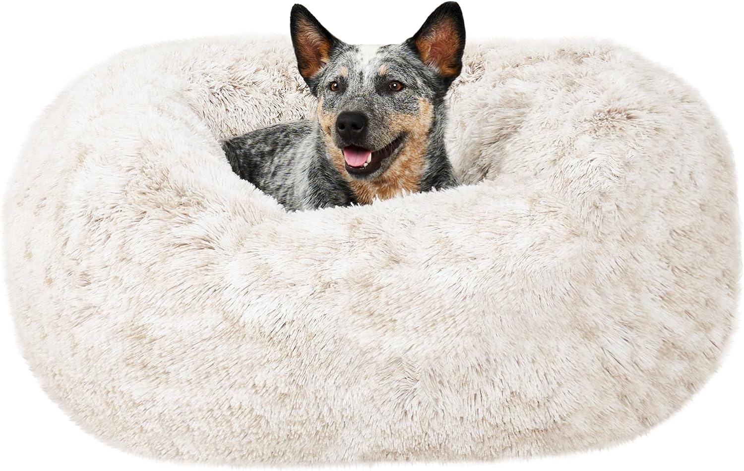 image:imageFurHaven 23 Calming Donut Dog Bed for Small Dogs amp Cats Round Plush Donut Design with Soft Filling for Snuggling Comfort Removable Washable Cover Small Shaggy Faux Fur Mist GrayDriftwood