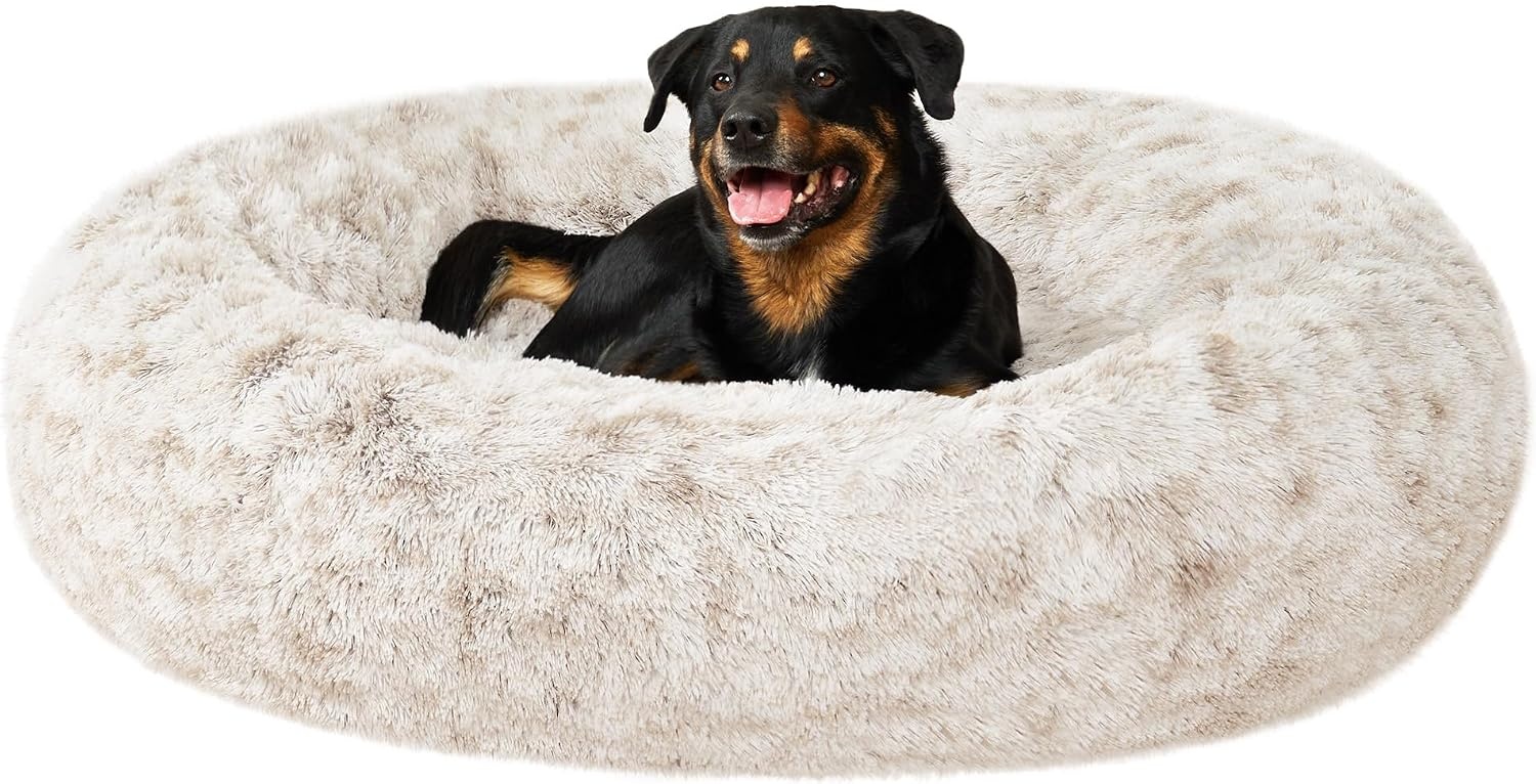 image:imageFurHaven 23 Calming Donut Dog Bed for Small Dogs amp Cats Round Plush Donut Design with Soft Filling for Snuggling Comfort Removable Washable Cover Small Shaggy Faux Fur Mist GrayDriftwood