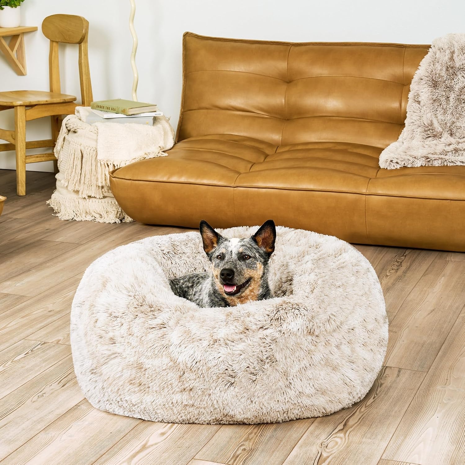 image:imageFurHaven 23 Calming Donut Dog Bed for Small Dogs amp Cats Round Plush Donut Design with Soft Filling for Snuggling Comfort Removable Washable Cover Small Shaggy Faux Fur Mist GrayDriftwood