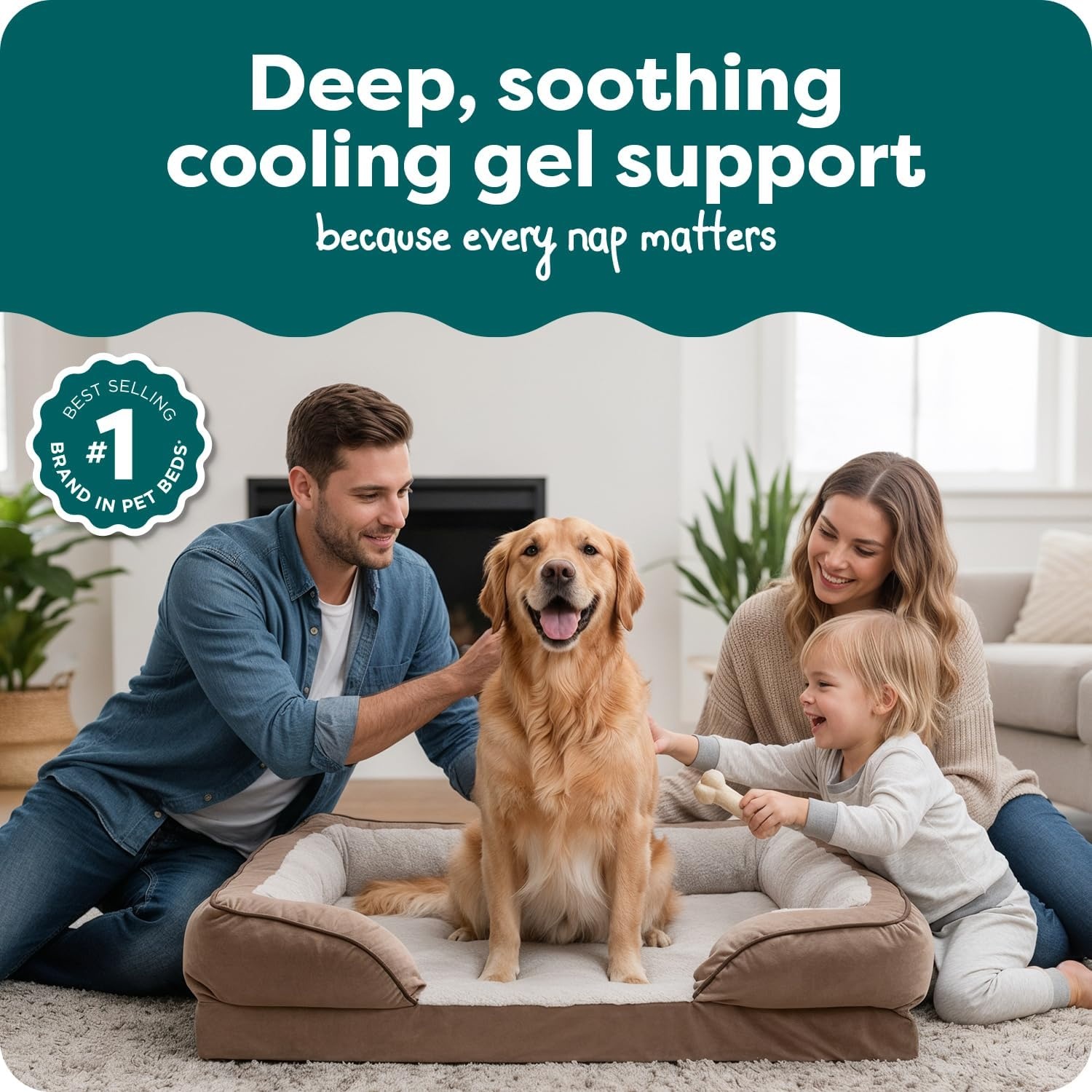 image:imageFurHaven Cooling Gel Dog Bed for Large Dogs Perfect Comfort Sofa Bed Cool GelTop Foam amp Solid Orthopedic Foam Base for Joint Support Removable Washable Cover Jumbo XL Plush amp Velvet BrownstoneBrownstone