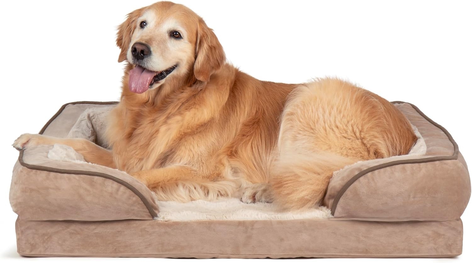 image:imageFurHaven Cooling Gel Dog Bed for Large Dogs Perfect Comfort Sofa Bed Cool GelTop Foam amp Solid Orthopedic Foam Base for Joint Support Removable Washable Cover Jumbo XL Plush amp Velvet BrownstoneBrownstone