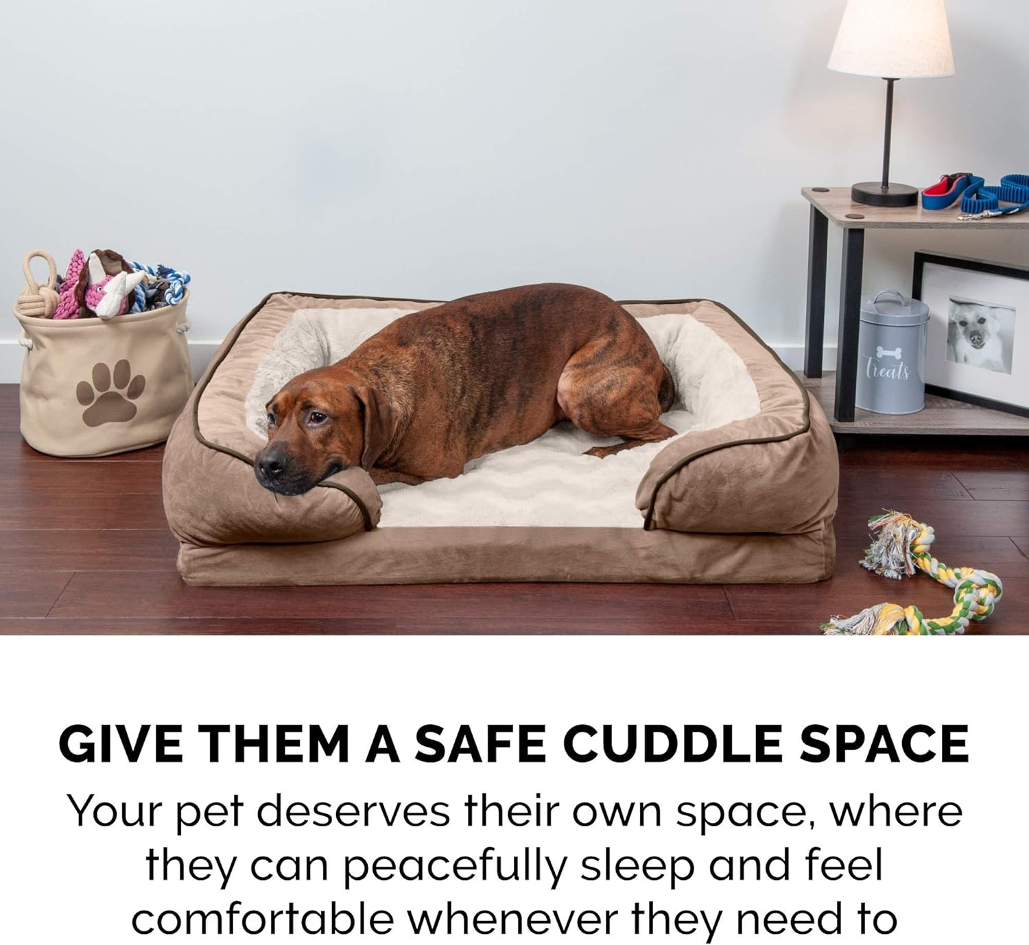 image:imageFurHaven Cooling Gel Dog Bed for Large Dogs Perfect Comfort Sofa Bed Cool GelTop Foam amp Solid Orthopedic Foam Base for Joint Support Removable Washable Cover Jumbo XL Plush amp Velvet BrownstoneBrownstone
