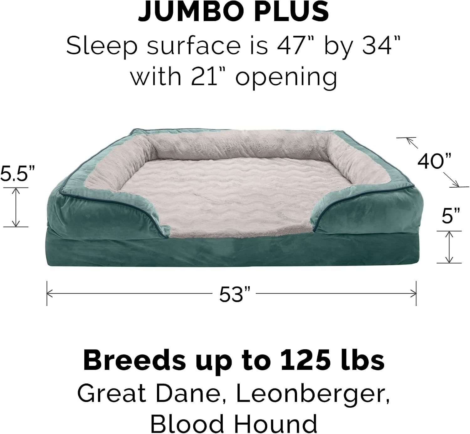 image:imageFurHaven Dog Bed Cover Replacement SofaStyle Design with Soft Breathable Fabric for Cozy Comfort Machine Washable Jumbo Plus XXL Plush amp Velvet Waves BrownstoneCeladon Green