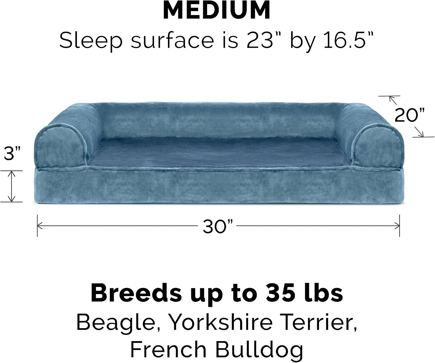 image:imageFurHaven Dog Bed Cover Replacement SofaStyle Design with Soft Breathable Fabric for Cozy Comfort Machine Washable Jumbo Plus XXL Plush amp Velvet Waves BrownstoneFaux Fur Velvet Harbor Blue