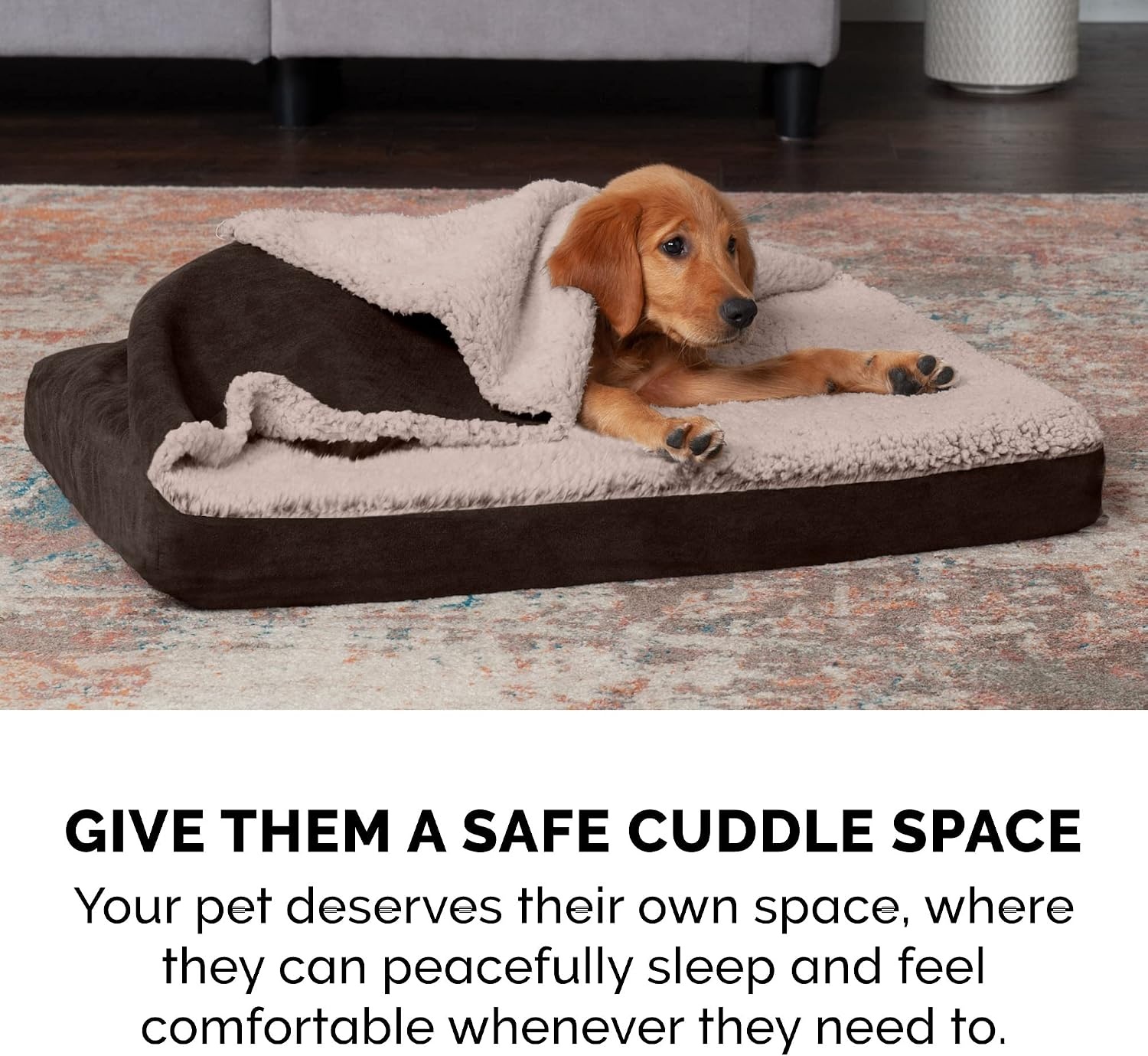 image:imageFurHaven Dog Bed Cover Replacement SofaStyle Design with Soft Breathable Fabric for Cozy Comfort Machine Washable Jumbo Plus XXL Plush amp Velvet Waves BrownstoneBlanket Top Berber Suede Espresso