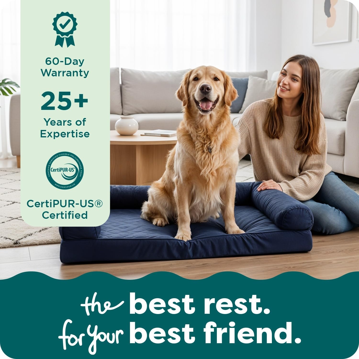 image:imageFurHaven Dog Bed Cover Replacement SofaStyle Design with Soft Breathable Fabric for Cozy Comfort Machine Washable Jumbo Plus XXL Plush amp Velvet Waves BrownstoneCeladon Green