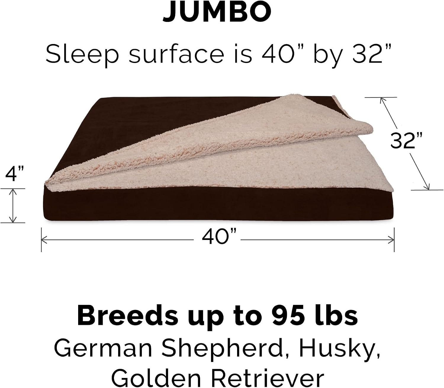 image:imageFurHaven Dog Bed Cover Replacement SofaStyle Design with Soft Breathable Fabric for Cozy Comfort Machine Washable Jumbo Plus XXL Plush amp Velvet Waves BrownstoneBlanket Top Berber Suede Espresso