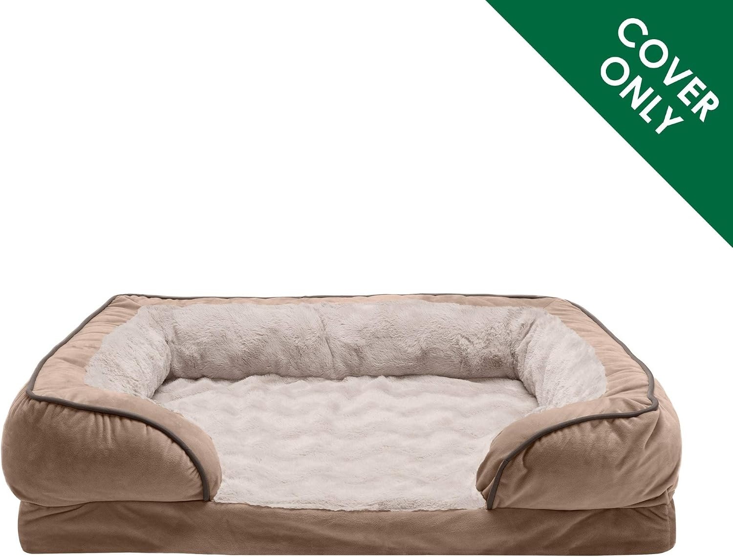 image:imageFurHaven Dog Bed Cover Replacement SofaStyle Design with Soft Breathable Fabric for Cozy Comfort Machine Washable Jumbo Plus XXL Plush amp Velvet Waves BrownstoneBrownstone