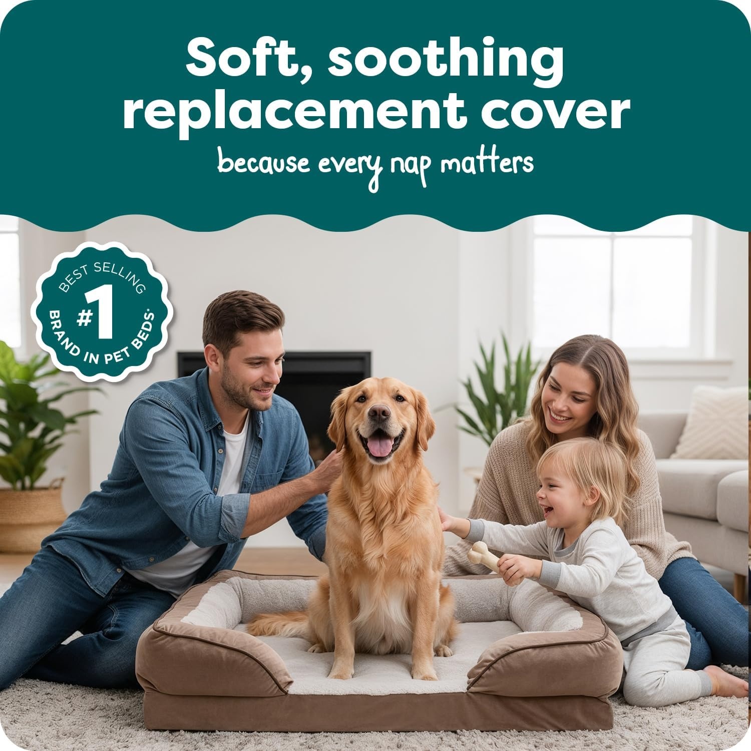 image:imageFurHaven Dog Bed Cover Replacement SofaStyle Design with Soft Breathable Fabric for Cozy Comfort Machine Washable Jumbo Plus XXL Plush amp Velvet Waves BrownstoneBrownstone