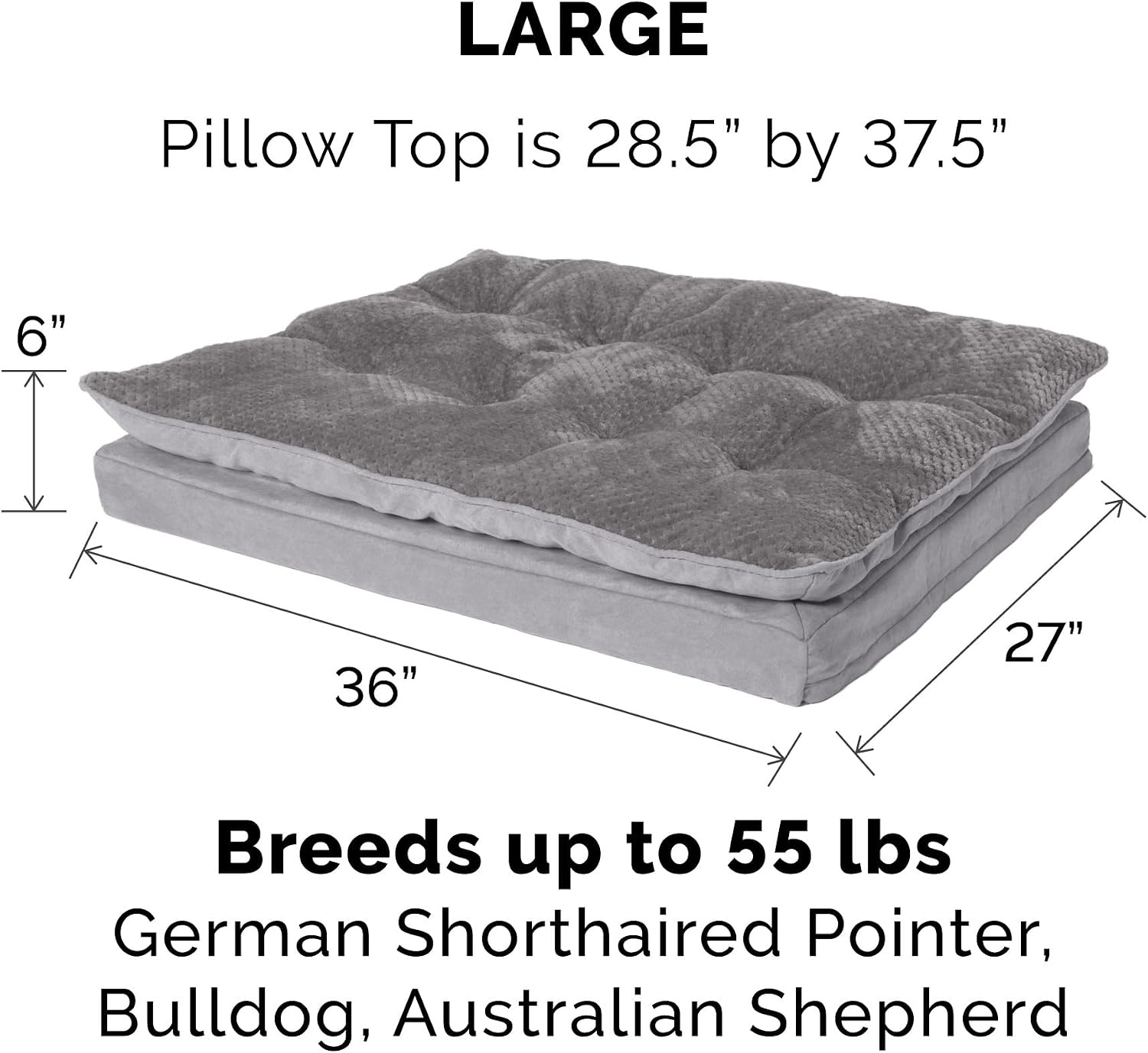 image:imageFurHaven Dog Bed Cover Replacement SofaStyle Design with Soft Breathable Fabric for Cozy Comfort Machine Washable Jumbo Plus XXL Plush amp Velvet Waves BrownstonePillow Top Minky Plush Suede Titanium Gray