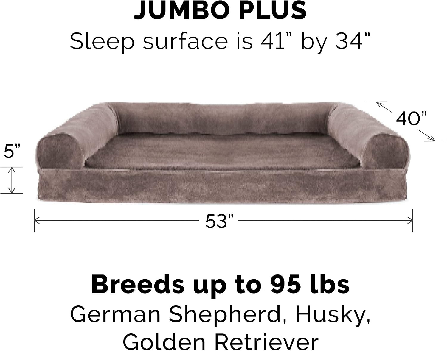 image:imageFurHaven Dog Bed Cover Replacement SofaStyle Design with Soft Breathable Fabric for Cozy Comfort Machine Washable Jumbo Plus XXL Plush amp Velvet Waves BrownstoneFaux Fur Velvet Driftwood Brown