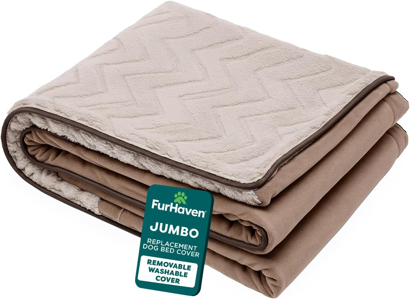 image:imageFurHaven Dog Bed Cover Replacement SofaStyle Design with Soft Breathable Fabric for Cozy Comfort Machine Washable Jumbo Plus XXL Plush amp Velvet Waves BrownstoneBrownstone