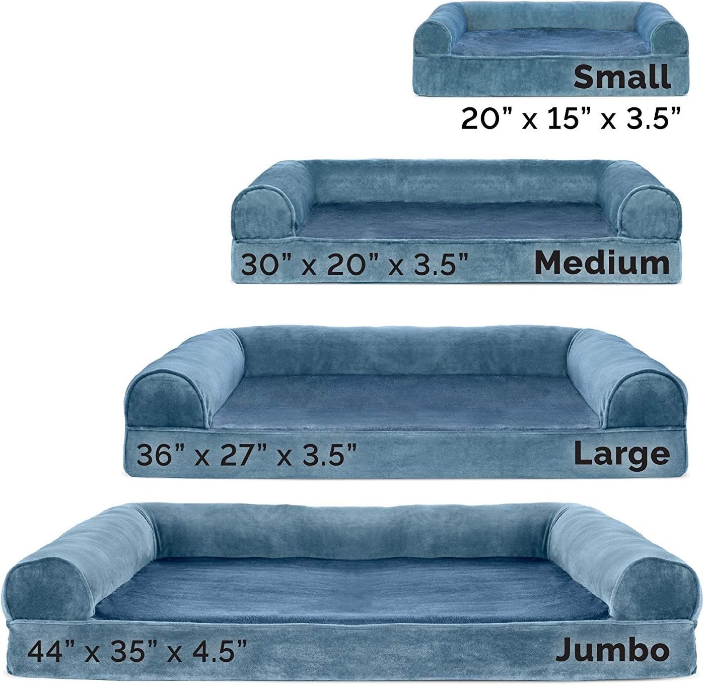 image:imageFurHaven Dog Bed Cover Replacement SofaStyle Design with Soft Breathable Fabric for Cozy Comfort Machine Washable Jumbo Plus XXL Plush amp Velvet Waves BrownstoneFaux Fur Velvet Harbor Blue