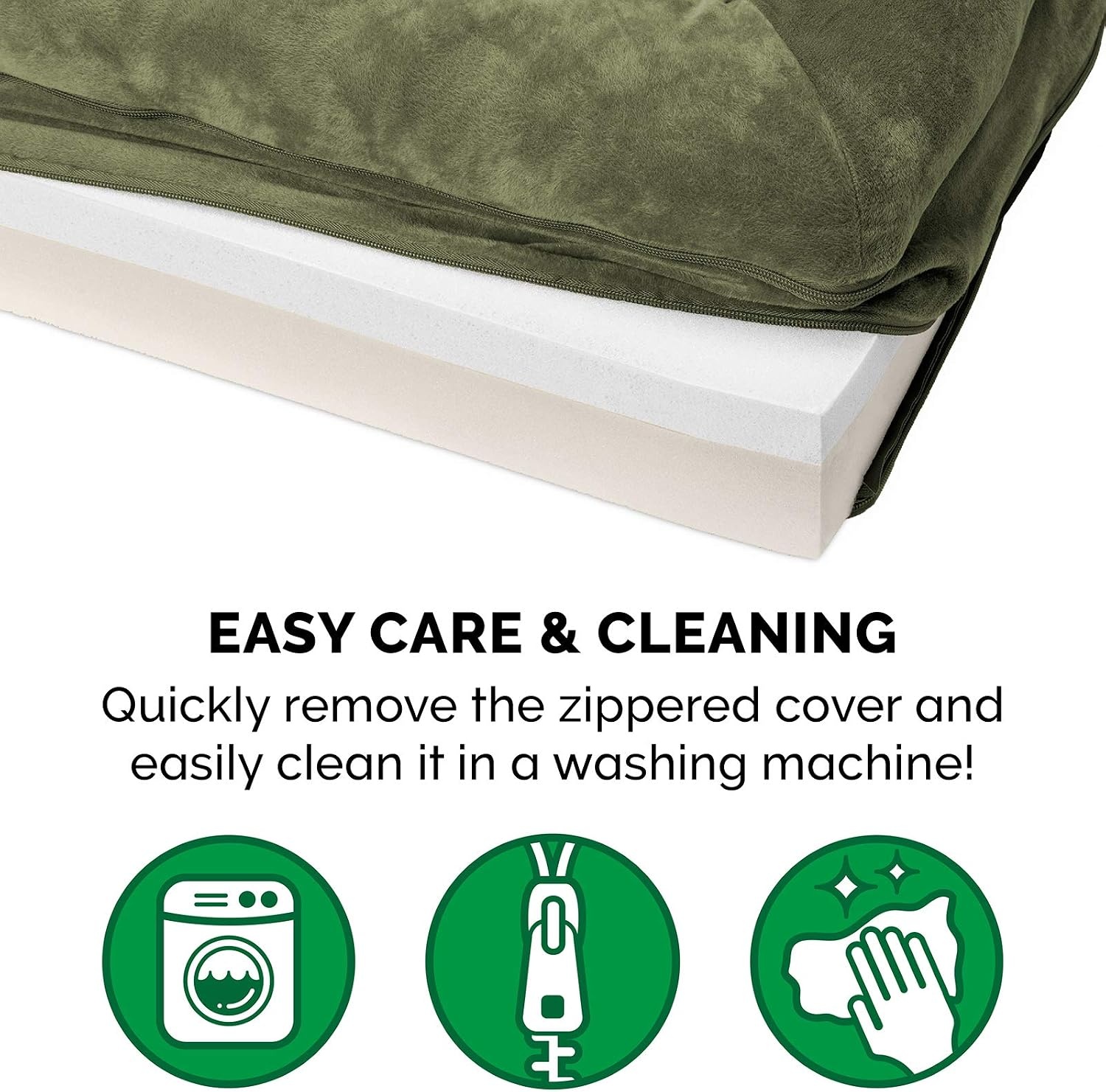 image:imageFurHaven Dog Bed Cover Replacement SofaStyle Design with Soft Breathable Fabric for Cozy Comfort Machine Washable Jumbo Plus XXL Plush amp Velvet Waves BrownstoneFaux Fur Velvet Dark Sage