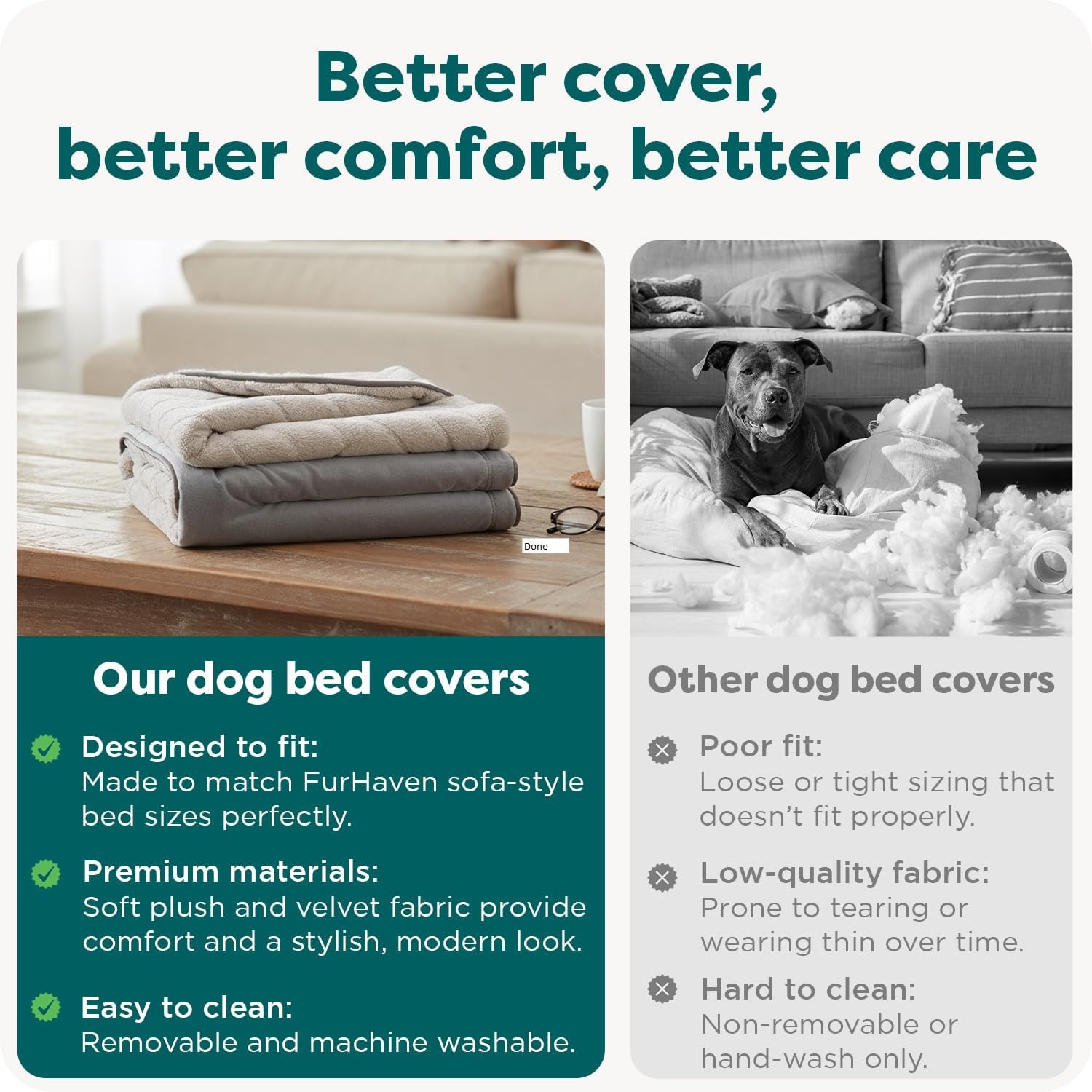 image:imageFurHaven Dog Bed Cover Replacement SofaStyle Design with Soft Breathable Fabric for Cozy Comfort Machine Washable Jumbo Plus XXL Plush amp Velvet Waves BrownstoneGranite Gray