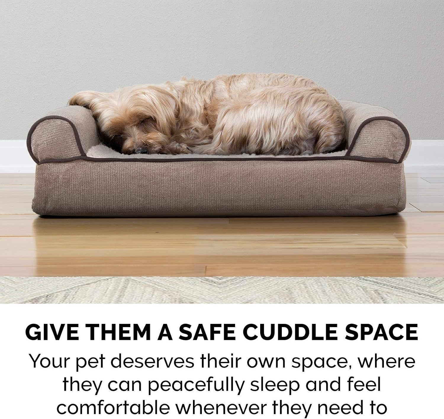 image:imageFurHaven Dog Bed Cover Replacement SofaStyle Design with Soft Breathable Fabric for Cozy Comfort Machine Washable Jumbo Plus XXL Plush amp Velvet Waves BrownstoneSherpa Chenille Cream