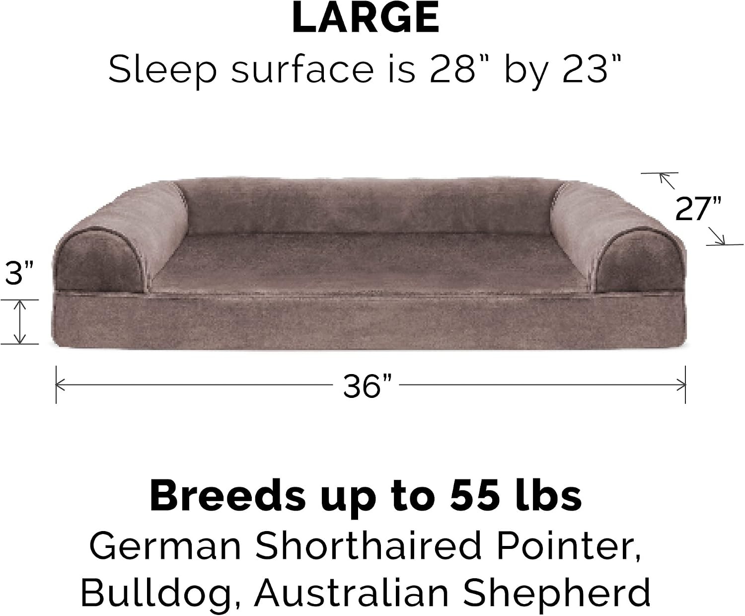 image:imageFurHaven Dog Bed Cover Replacement SofaStyle Design with Soft Breathable Fabric for Cozy Comfort Machine Washable Jumbo Plus XXL Plush amp Velvet Waves BrownstoneFaux Fur Velvet Driftwood Brown
