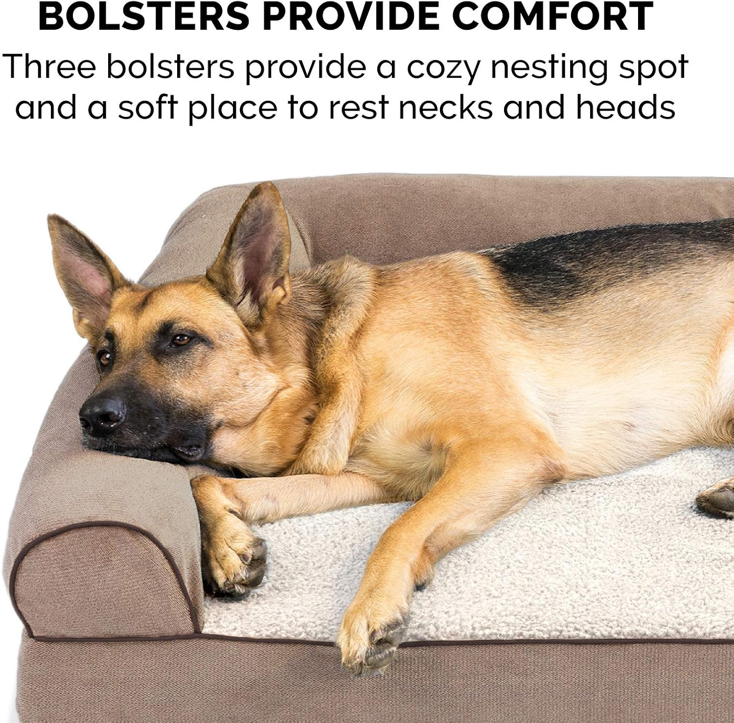 image:imageFurHaven Dog Bed Cover Replacement SofaStyle Design with Soft Breathable Fabric for Cozy Comfort Machine Washable Jumbo Plus XXL Plush amp Velvet Waves BrownstoneSherpa Chenille Cream