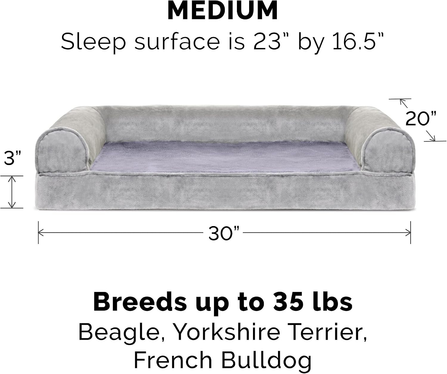 image:imageFurHaven Dog Bed Cover Replacement SofaStyle Design with Soft Breathable Fabric for Cozy Comfort Machine Washable Jumbo Plus XXL Plush amp Velvet Waves BrownstoneFaux Fur Velvet Smoke Gray