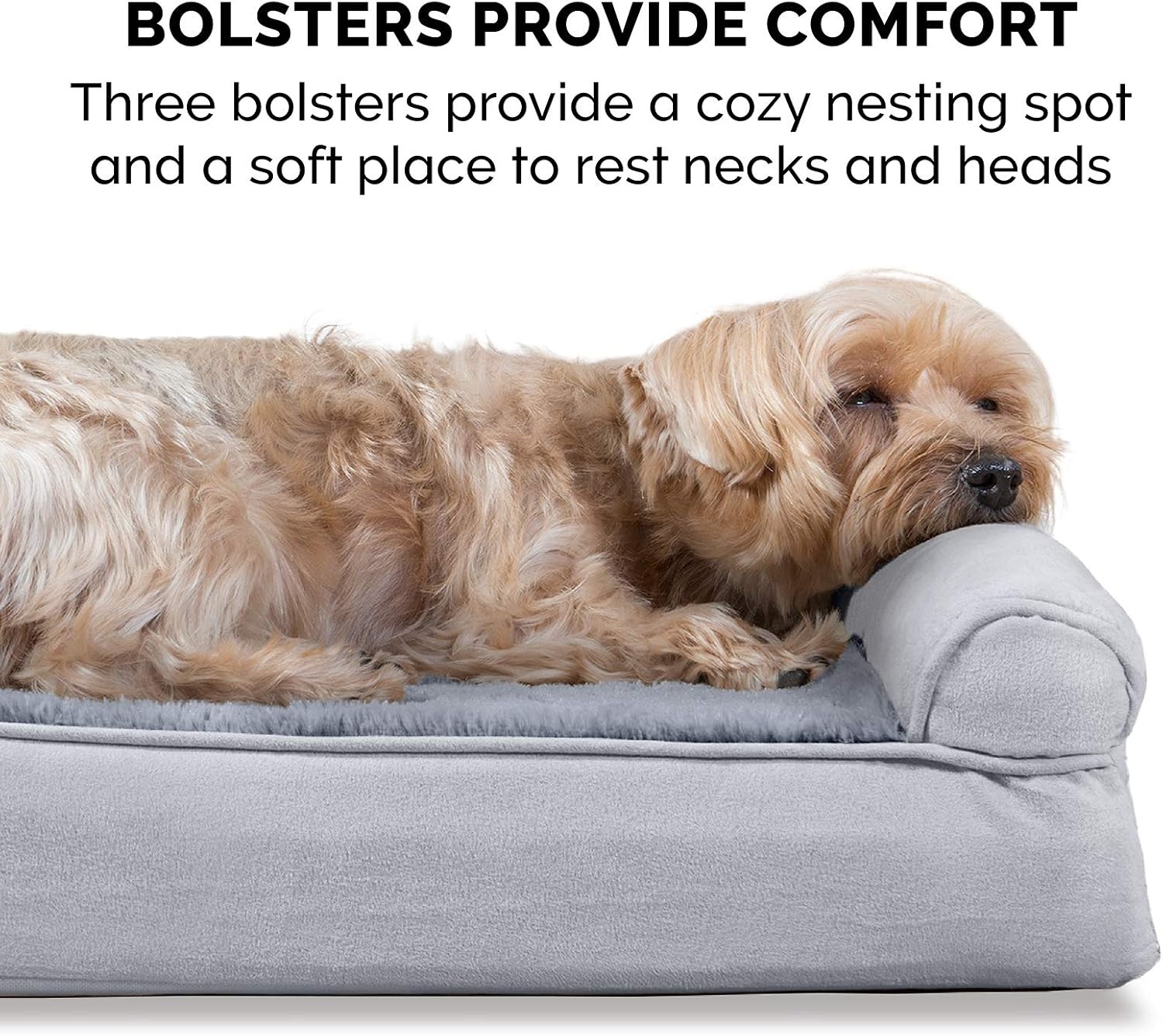 image:imageFurHaven Dog Bed Cover Replacement SofaStyle Design with Soft Breathable Fabric for Cozy Comfort Machine Washable Jumbo Plus XXL Plush amp Velvet Waves BrownstoneGray