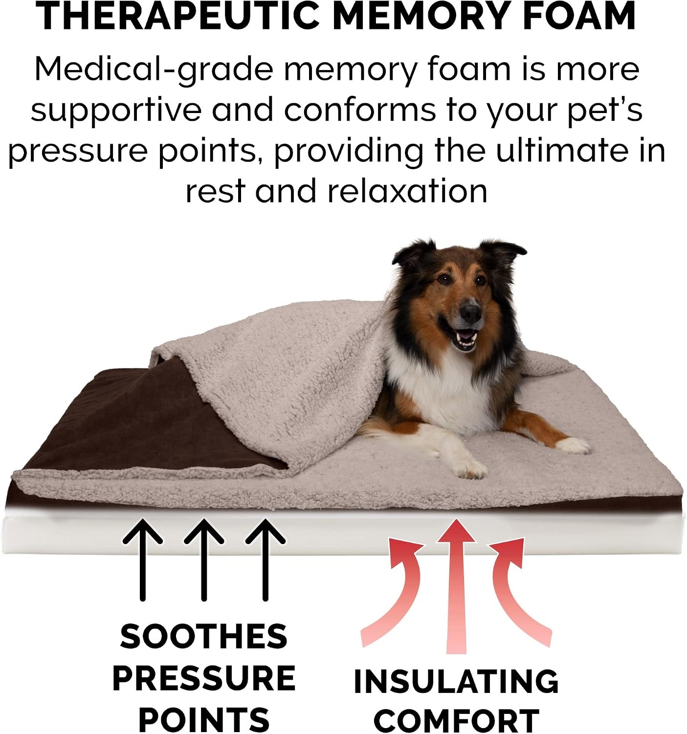 image:imageFurHaven Dog Bed Cover Replacement SofaStyle Design with Soft Breathable Fabric for Cozy Comfort Machine Washable Jumbo Plus XXL Plush amp Velvet Waves BrownstoneBlanket Top Berber Suede Espresso