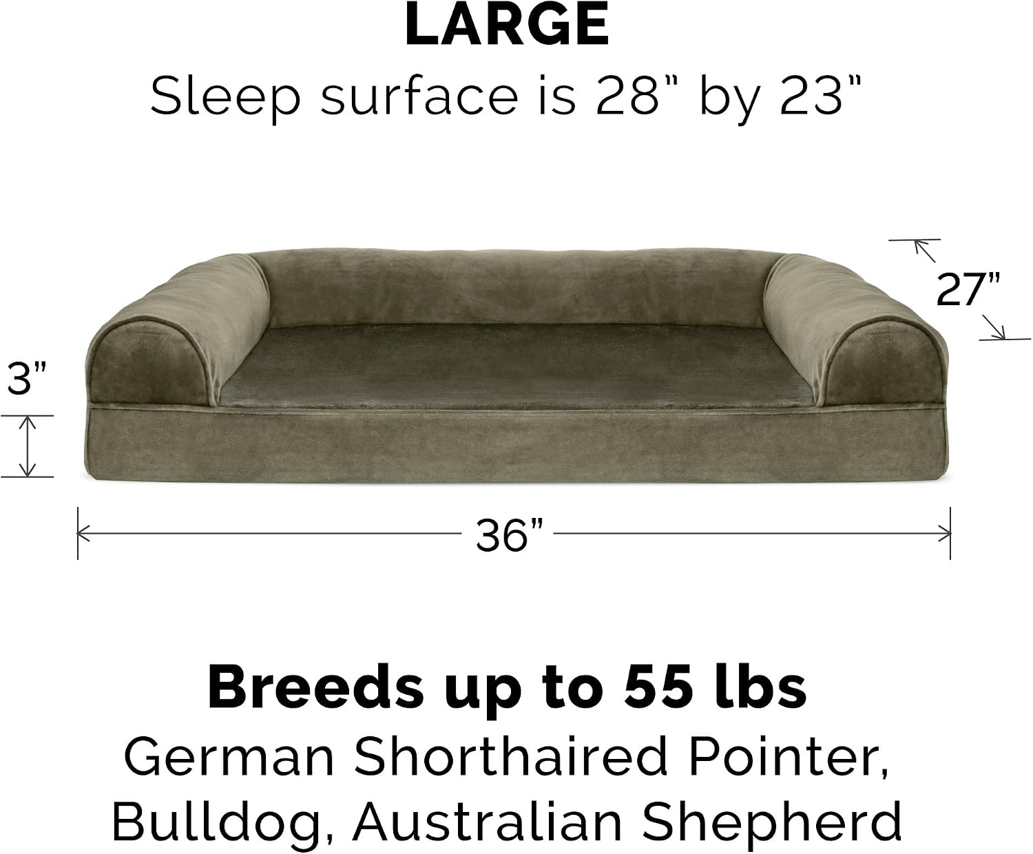 image:imageFurHaven Dog Bed Cover Replacement SofaStyle Design with Soft Breathable Fabric for Cozy Comfort Machine Washable Jumbo Plus XXL Plush amp Velvet Waves BrownstoneFaux Fur Velvet Dark Sage
