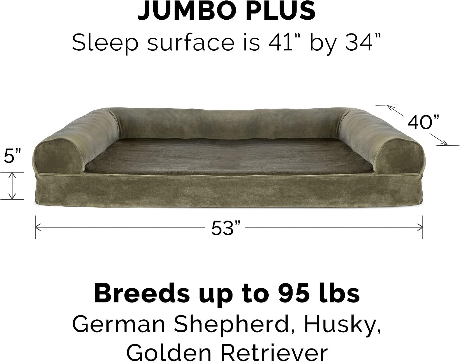 image:imageFurHaven Dog Bed Cover Replacement SofaStyle Design with Soft Breathable Fabric for Cozy Comfort Machine Washable Jumbo Plus XXL Plush amp Velvet Waves BrownstoneFaux Fur Velvet Dark Sage