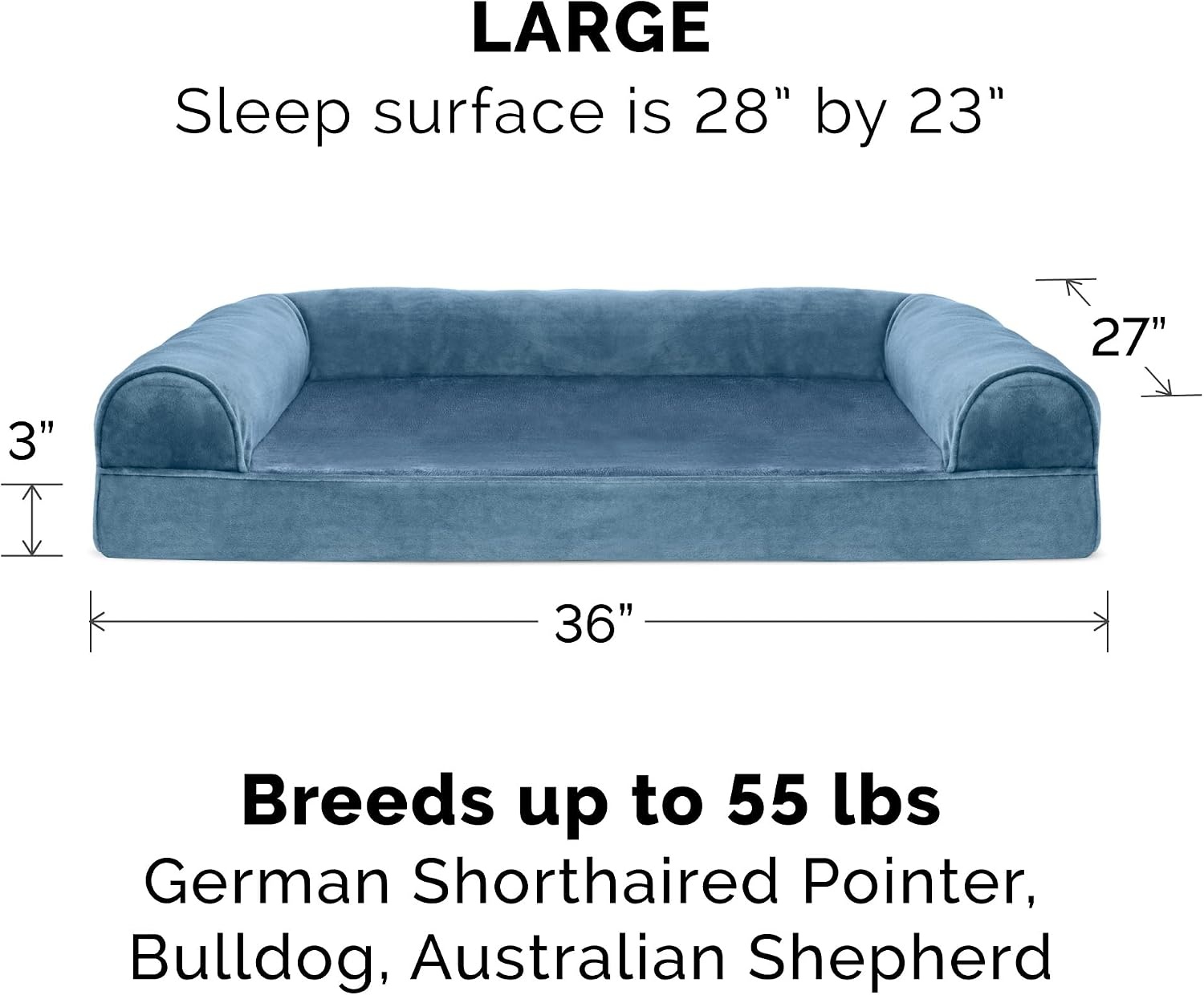 image:imageFurHaven Dog Bed Cover Replacement SofaStyle Design with Soft Breathable Fabric for Cozy Comfort Machine Washable Jumbo Plus XXL Plush amp Velvet Waves BrownstoneFaux Fur Velvet Harbor Blue