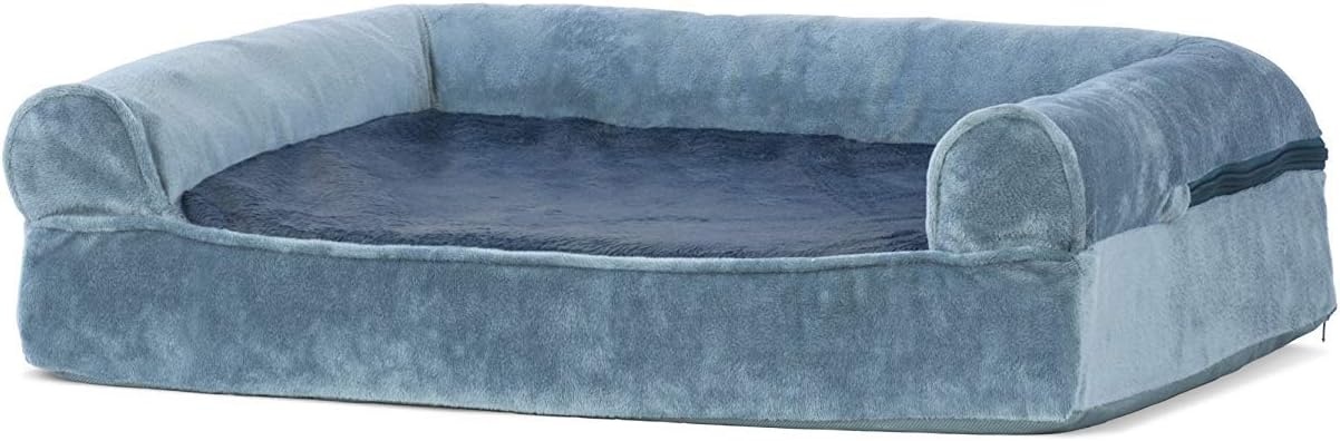 image:imageFurHaven Dog Bed Cover Replacement SofaStyle Design with Soft Breathable Fabric for Cozy Comfort Machine Washable Jumbo Plus XXL Plush amp Velvet Waves BrownstoneFaux Fur Velvet Harbor Blue