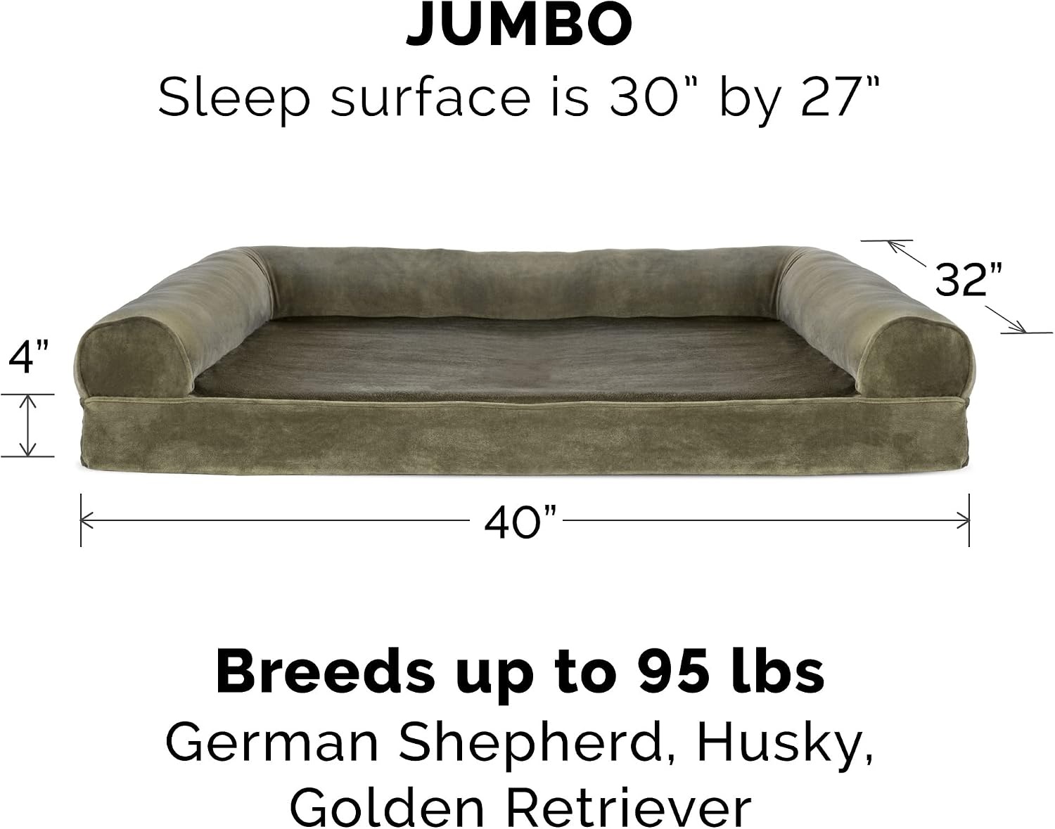 image:imageFurHaven Dog Bed Cover Replacement SofaStyle Design with Soft Breathable Fabric for Cozy Comfort Machine Washable Jumbo Plus XXL Plush amp Velvet Waves BrownstoneFaux Fur Velvet Dark Sage