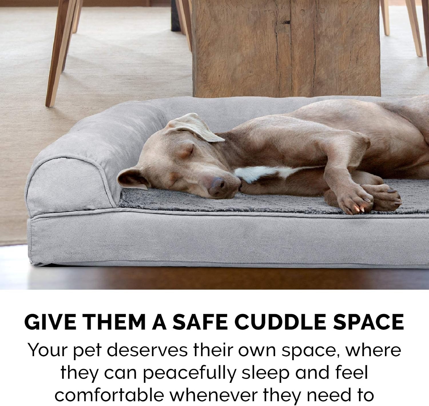 image:imageFurHaven Dog Bed Cover Replacement SofaStyle Design with Soft Breathable Fabric for Cozy Comfort Machine Washable Jumbo Plus XXL Plush amp Velvet Waves BrownstoneGray