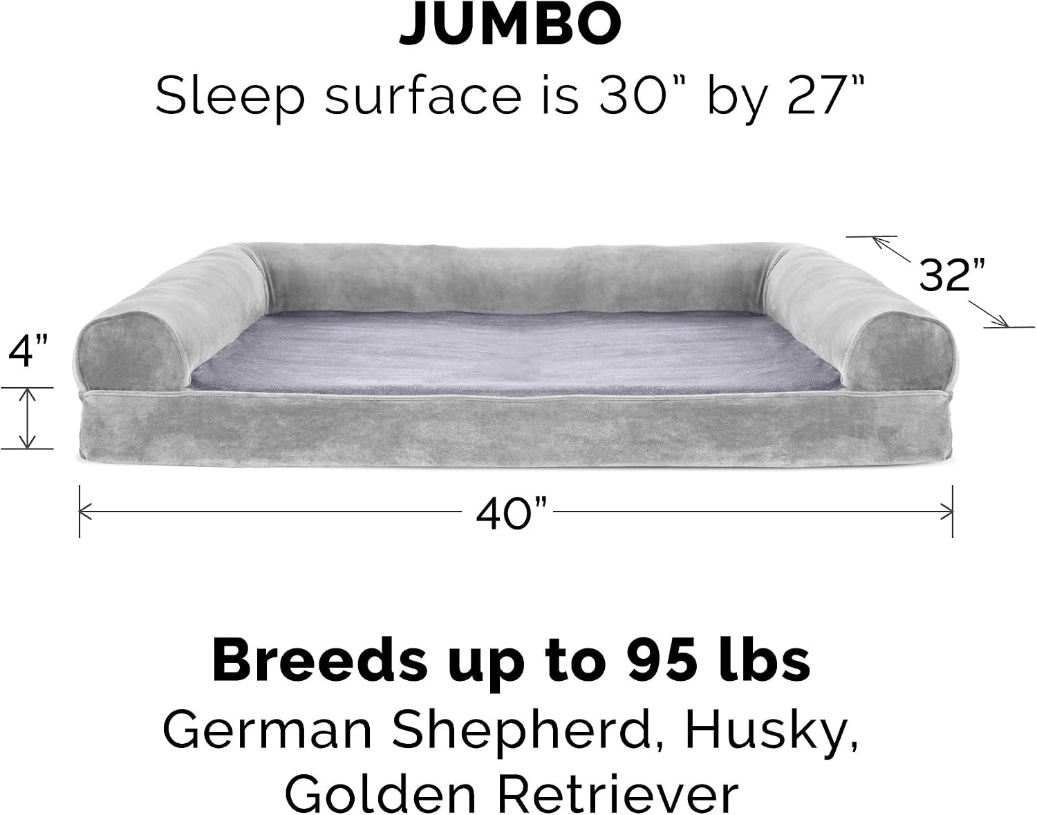 image:imageFurHaven Dog Bed Cover Replacement SofaStyle Design with Soft Breathable Fabric for Cozy Comfort Machine Washable Jumbo Plus XXL Plush amp Velvet Waves BrownstoneFaux Fur Velvet Smoke Gray